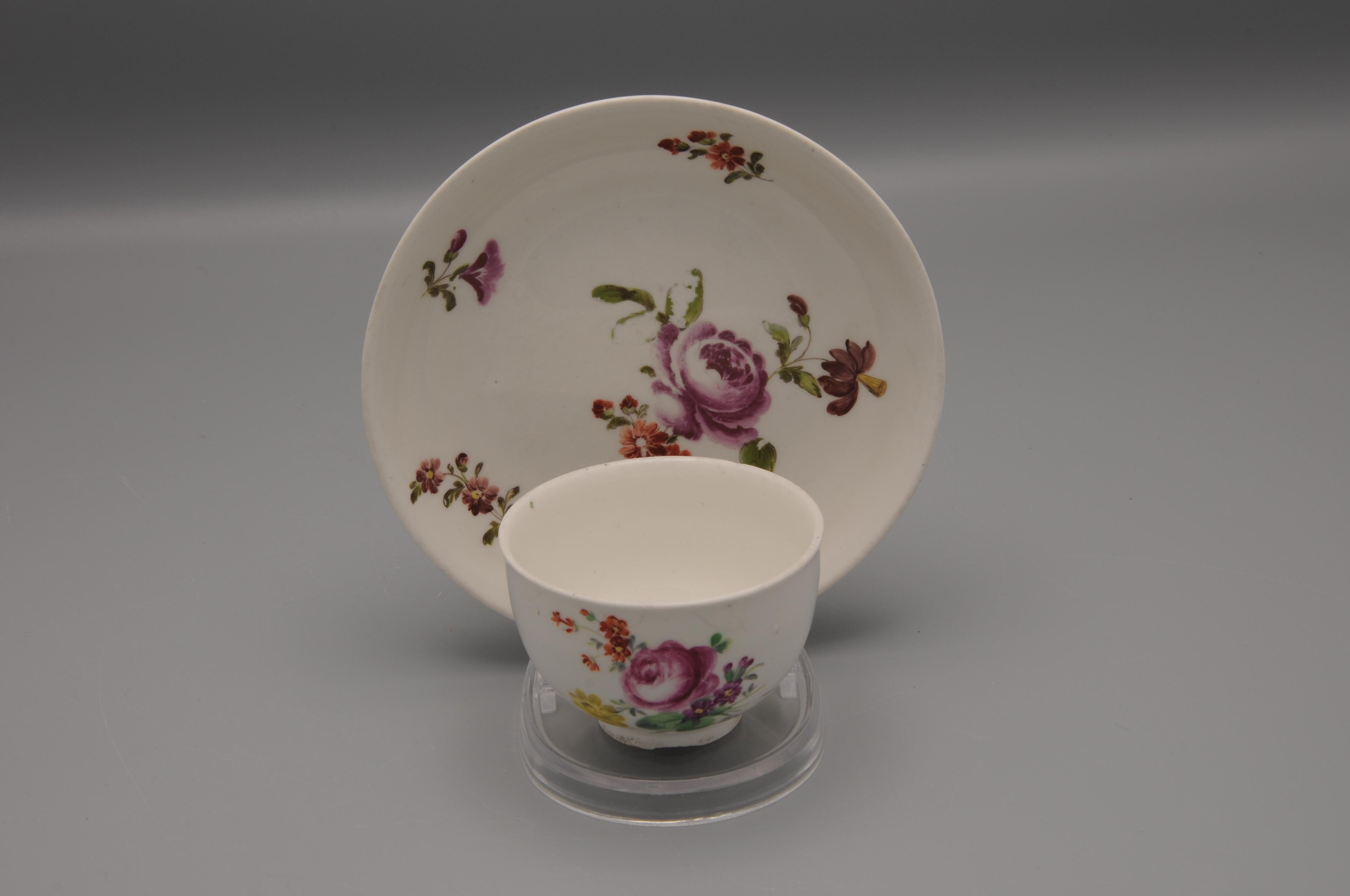18th Century Vienna Porcelain - Rococo Cup and Saucer, late 18th century For Sale