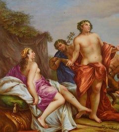 Bandeja de porcelana de Viena, representando a Baco + Ariadna, S. XIX