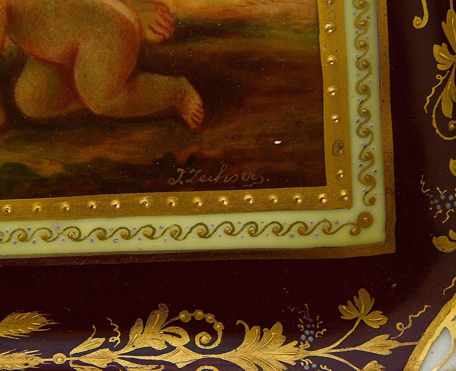 Bandeja de porcelana de Viena, representando a Baco + Ariadna, S. XIX Pintado a mano en venta
