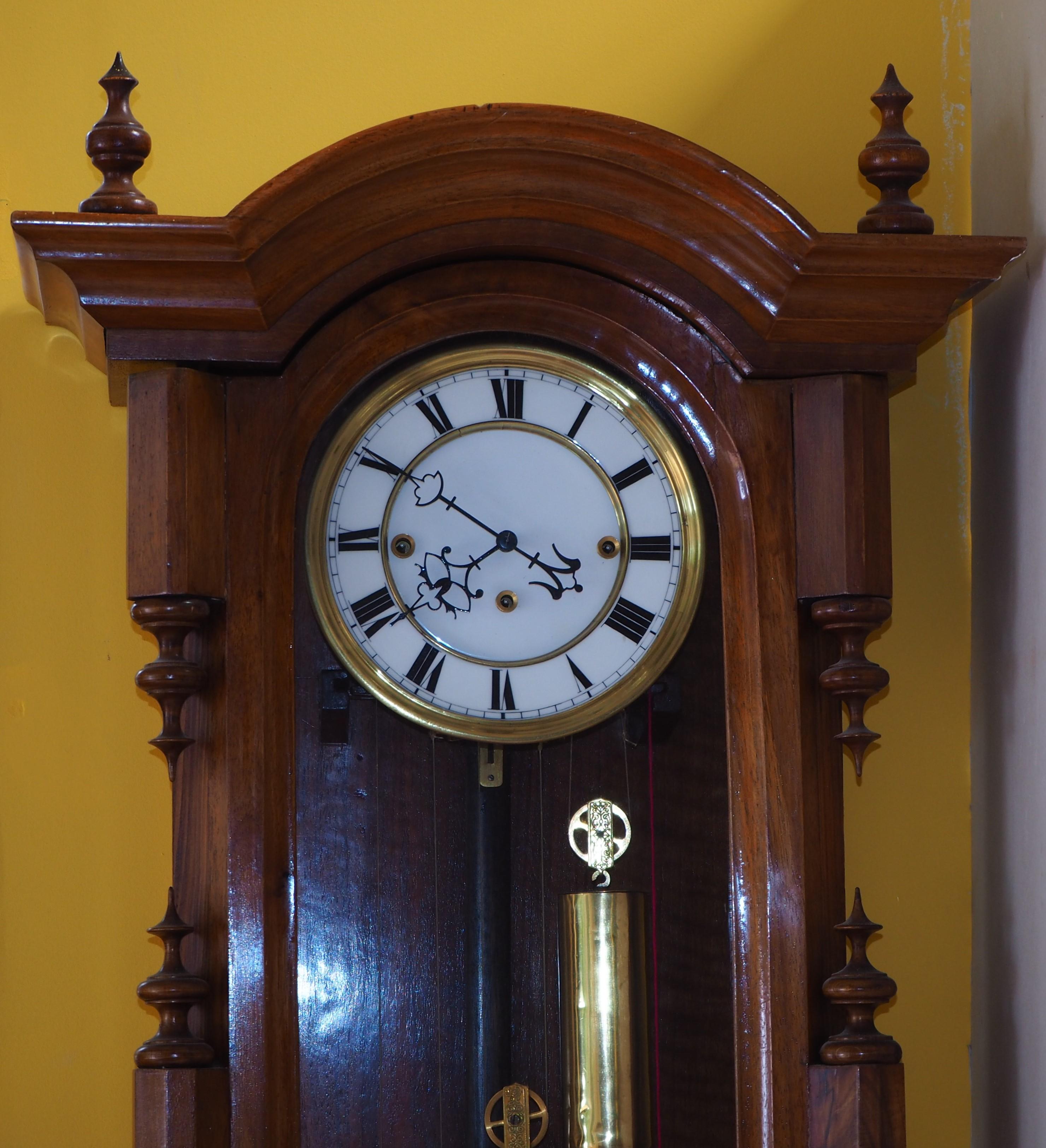 19th Century Vienna Regulator,  Grand Sonnerie Wall Clock in Walnut For Sale