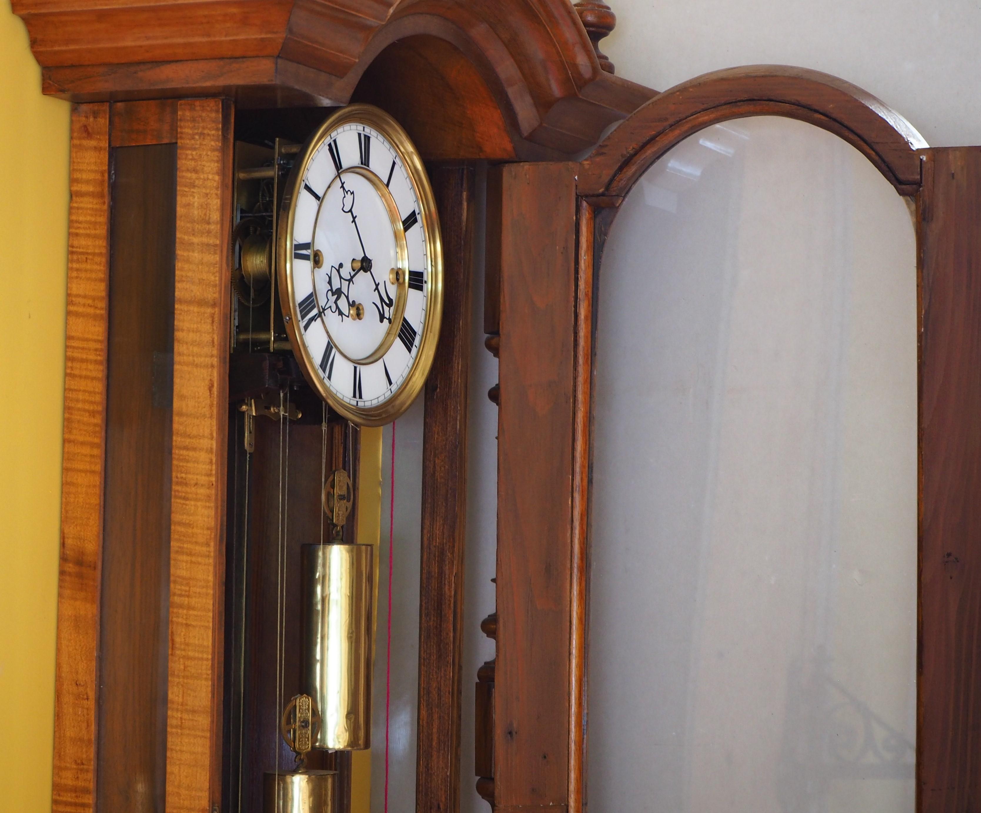 Vienna Regulator,  Grand Sonnerie Wall Clock in Walnut For Sale 2