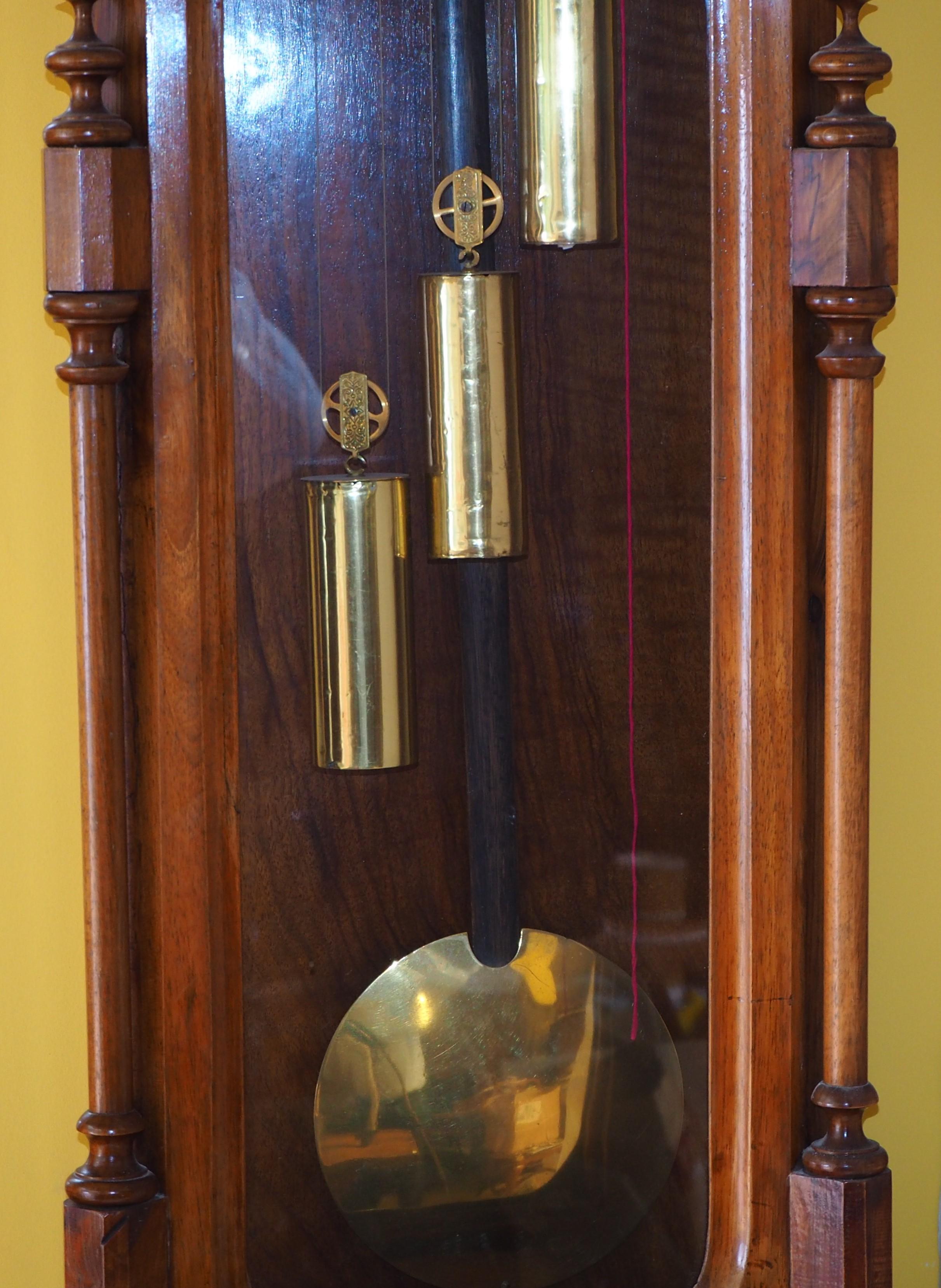 Late Victorian Vienna Regulator,  Grand Sonnerie Wall Clock in Walnut For Sale