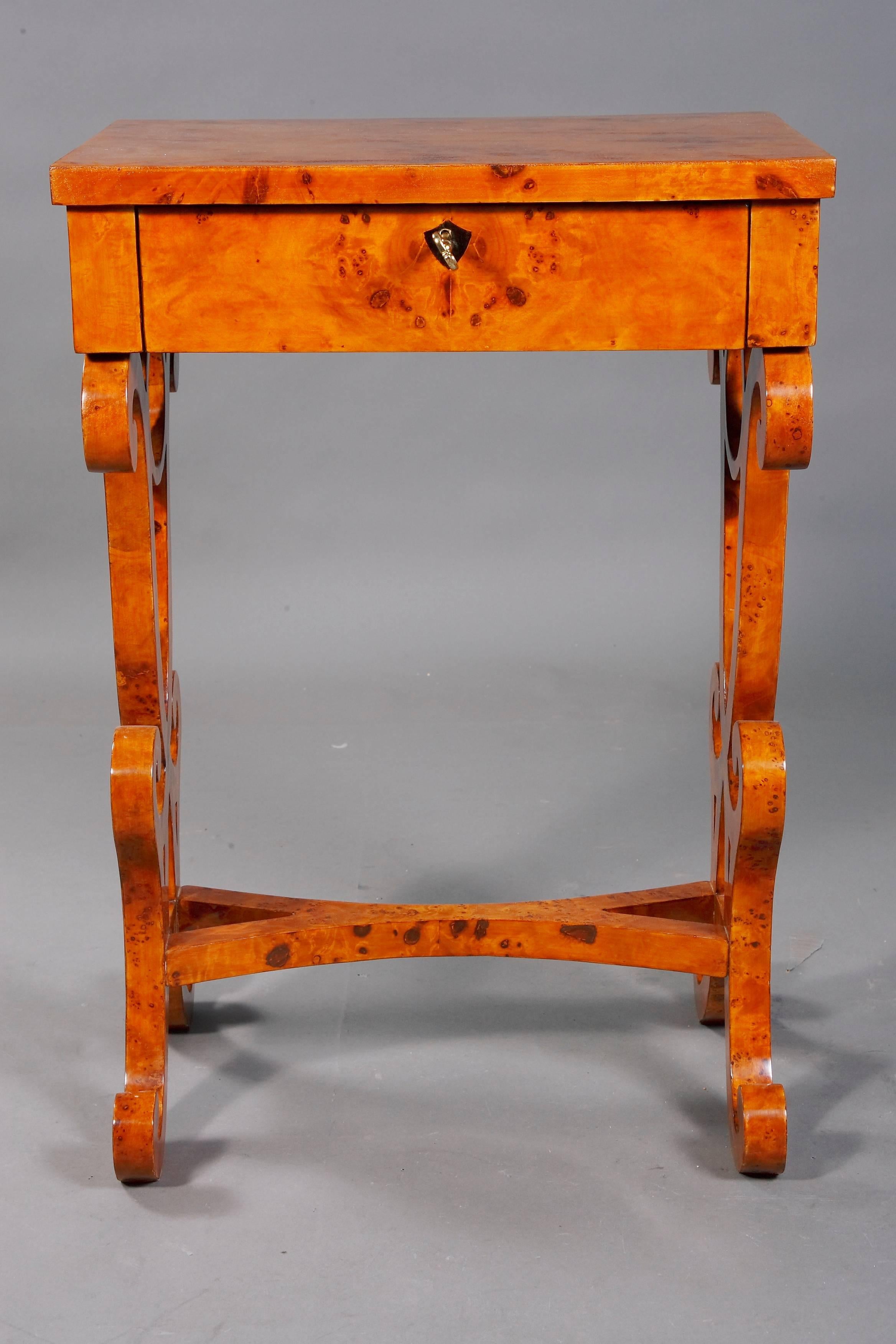 German Vienna Salon Table in Biedermeier Style Maple Root
