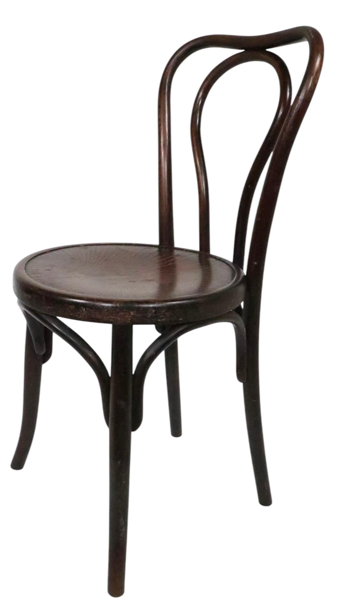 Chaise de salle à manger bistro Secesionist Vienna en bois cintré de Fischel d'après Thonet en vente 4