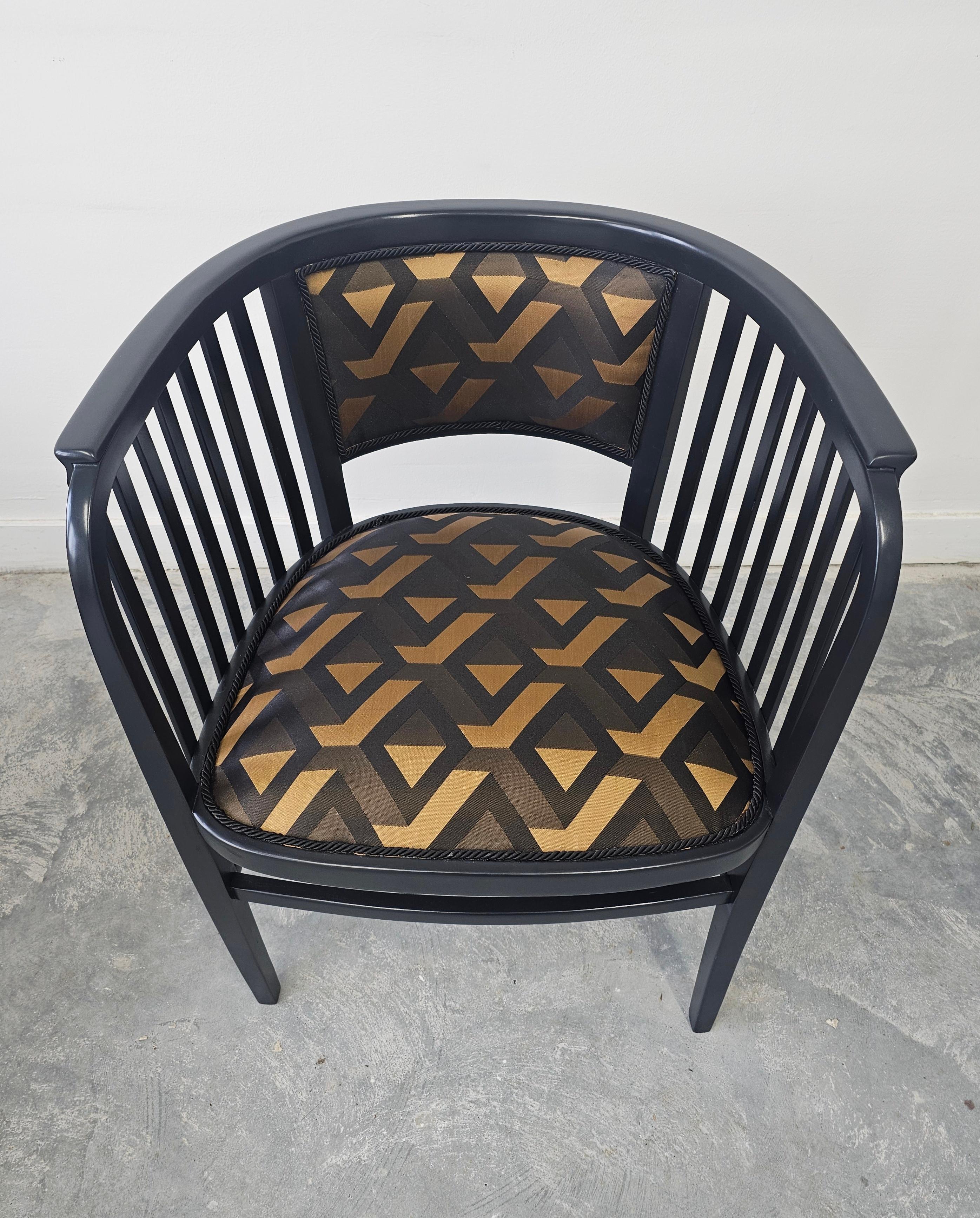 In this listing you will find a beautiful and very rare bentwood armchair, crafted by Marcel Kammerer (1878 – 1959), a Viennese architect and designer who immigrated to Canada after World War II. The black painted beech is giving the piece a sleek