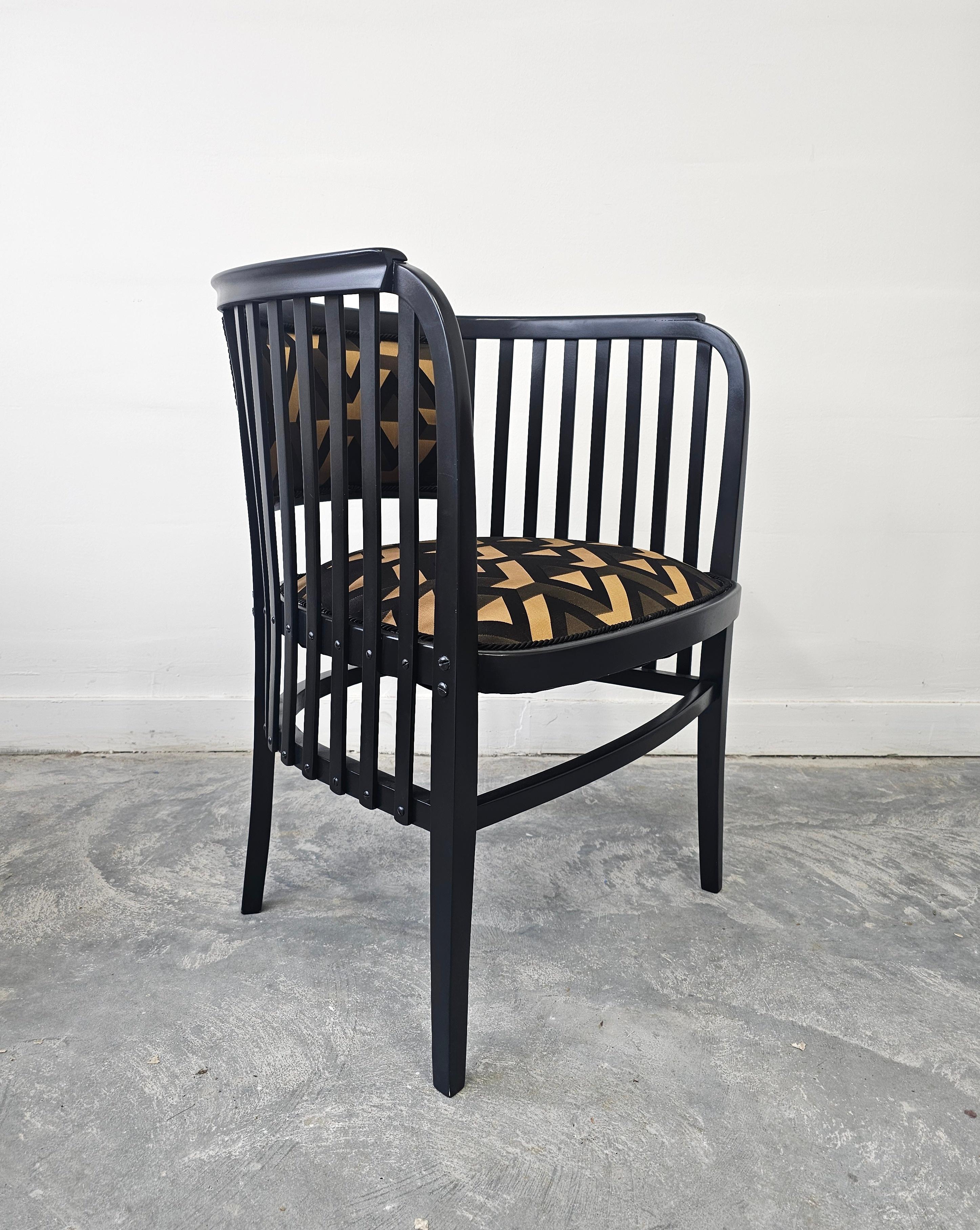 Fabric Vienna Secession Armchair Model 6528 designed by Marcel Kammerer for Thonet For Sale