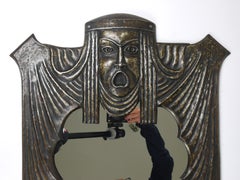 Vienna Secession Art Nouveau Gustav Klimt Attr „Tragedy“ Theater Wall Mirror, Au