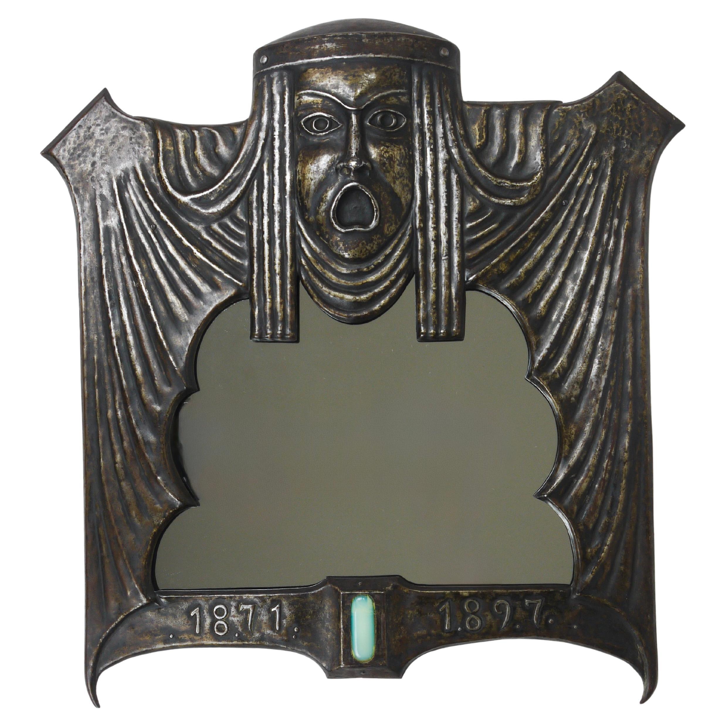 Secesión de Viena Art Nouveau Gustav Klimt Attr "Tragedia" Teatro Espejo de pared, Au en venta