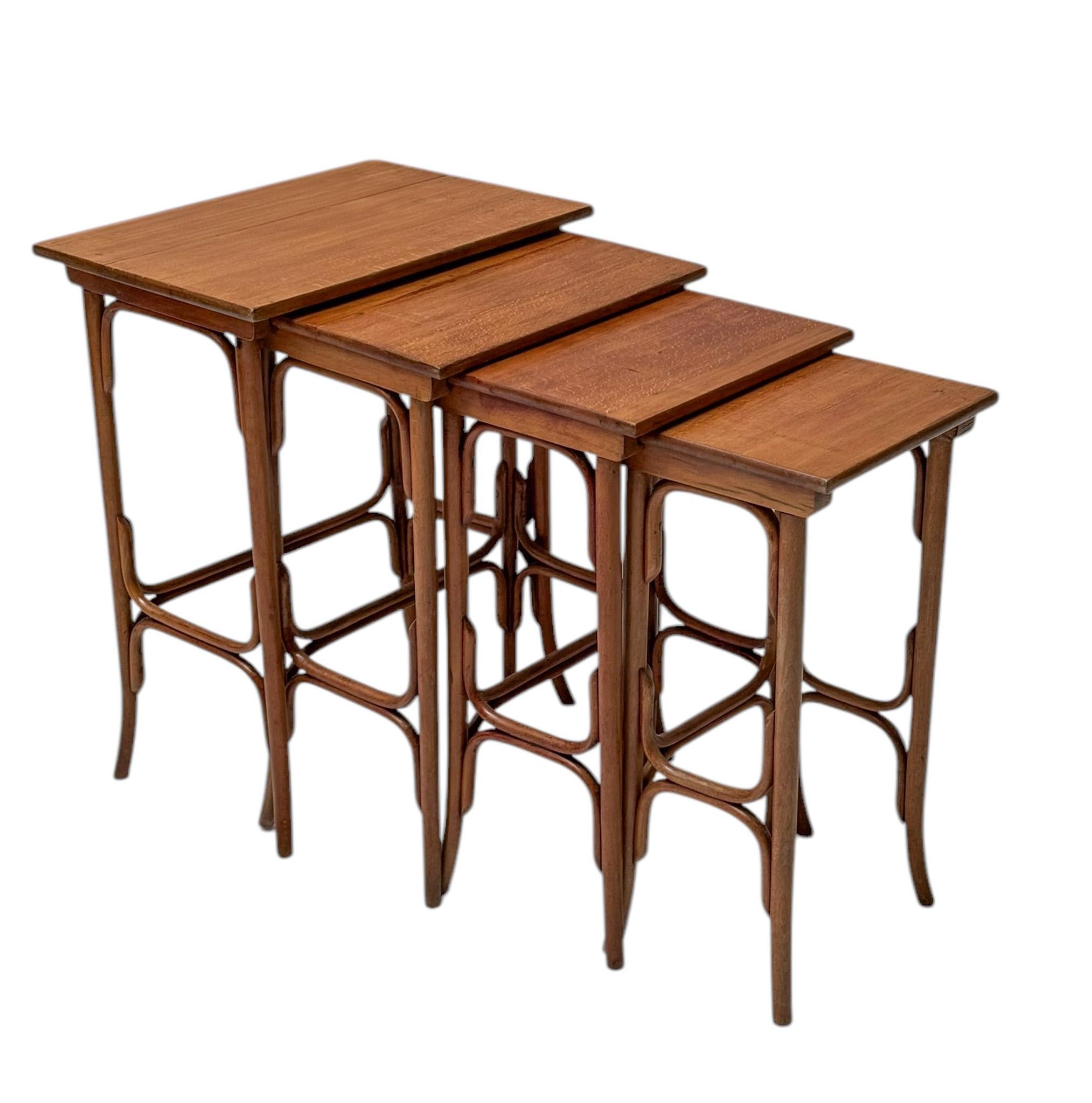 Austrian Vienna Secession Bentwood Nesting Tables by Michael Thonet for Thonet, 1900s For Sale