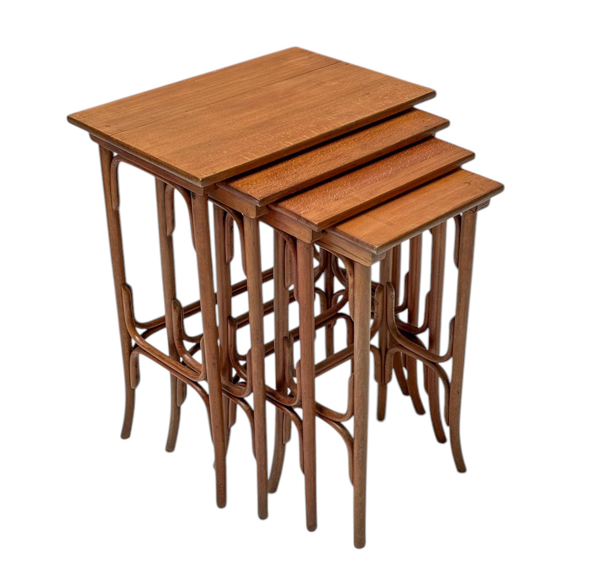 Beech Vienna Secession Bentwood Nesting Tables by Michael Thonet for Thonet, 1900s For Sale