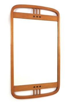 Vienna Secession Beveled Mirror in Beech Wood, Gebrüder Thonet Style