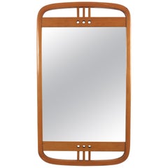 Vienna Secession Beveled Mirror in Beech Wood, Gebrüder Thonet Style