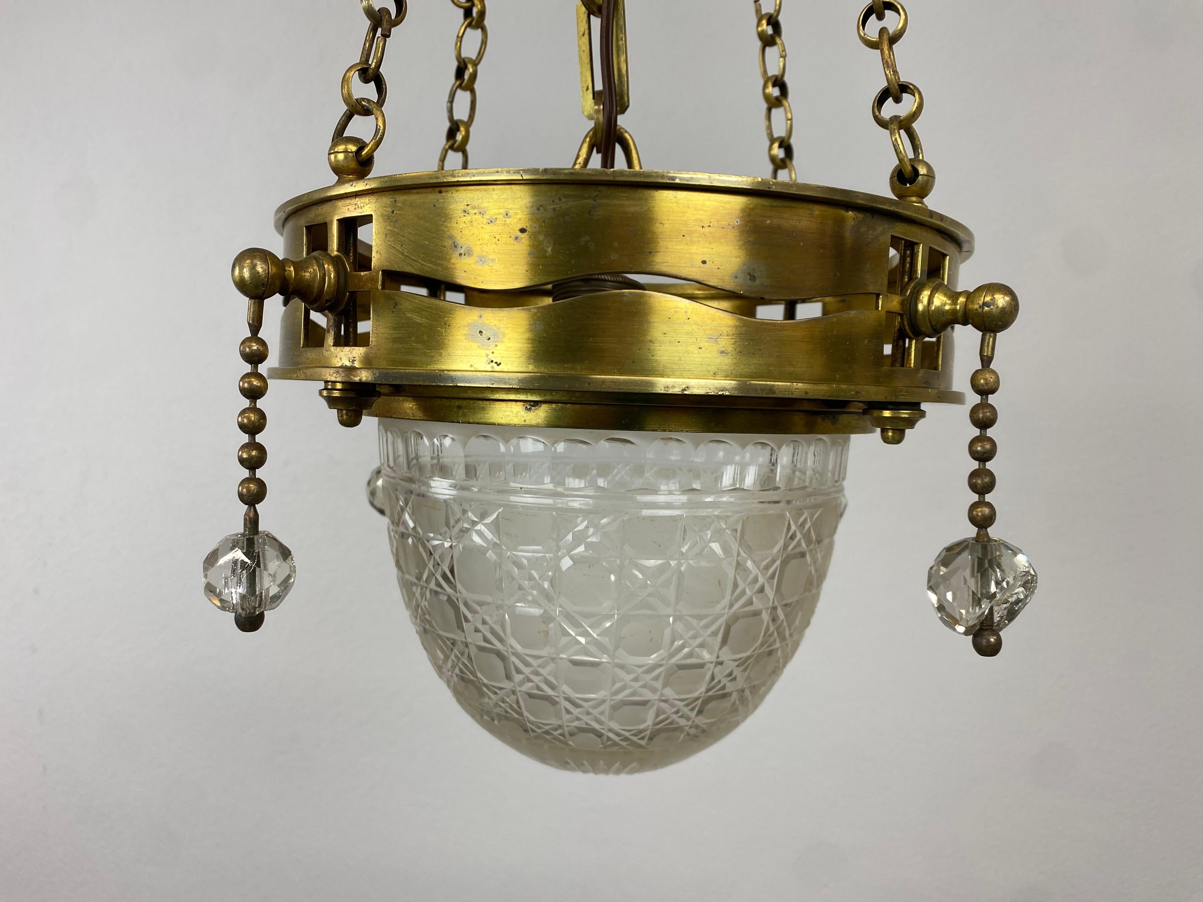 Austrian Vienna Secession Brass Hanging Atr. Kolo Moser For Sale