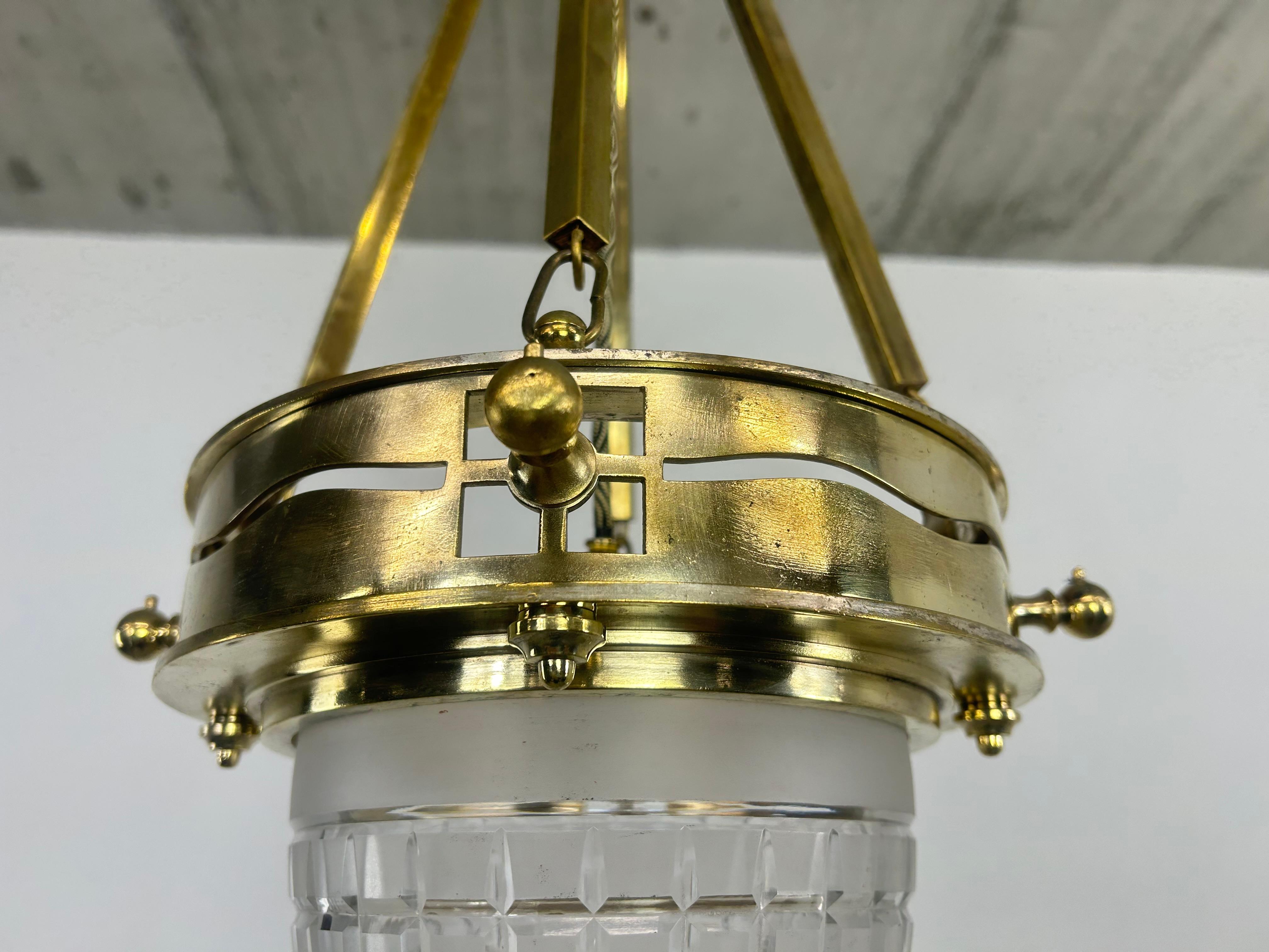 Vienna Secession Brass Hanging Attr. to Kolo Moser & Jutta Sika In Excellent Condition For Sale In Banská Štiavnica, SK