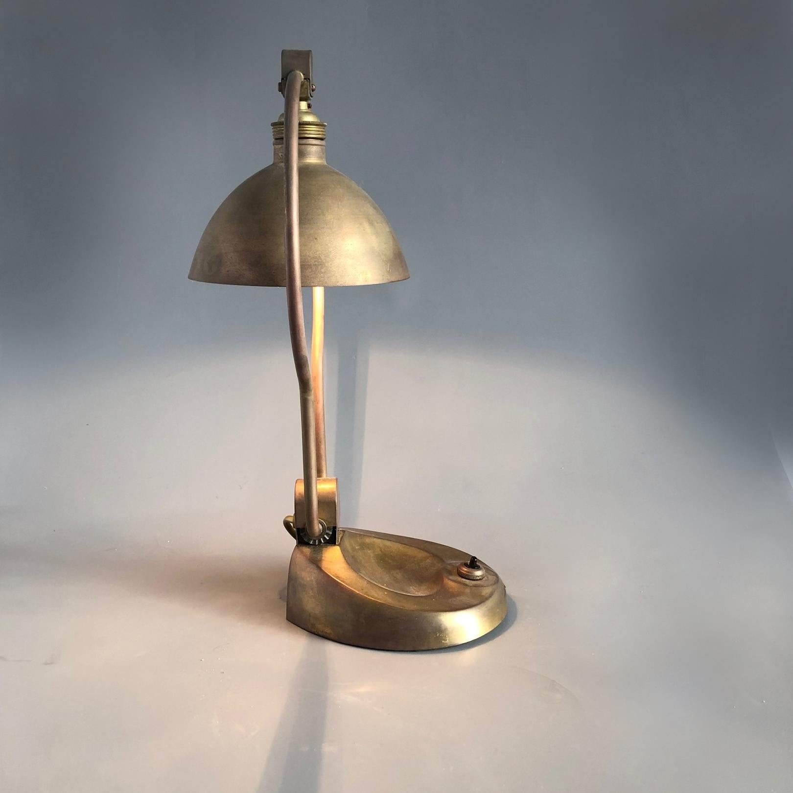 Spun Vienna Secession Brass Table Lamp, 1900s For Sale