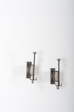 Vienna Secession Brass Wall Hooks Attributed to Josef Hoffmann