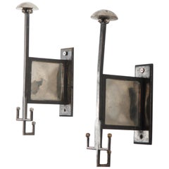 Vienna Secession Brass Wall Hooks Attributed to Josef Hoffmann