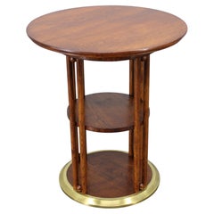 Vienna Secession Coffee Table in Oak and Brass, Czechoslovakia, 1920s Used Vienna Secession Coffee Table in Oak and Brass, Czechoslovakia, 1920s