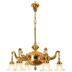 Vienna Secession Jugendstil Brass Chandelier