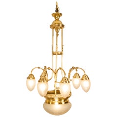 Vienna Secession Jugendstil Brass Chandelier