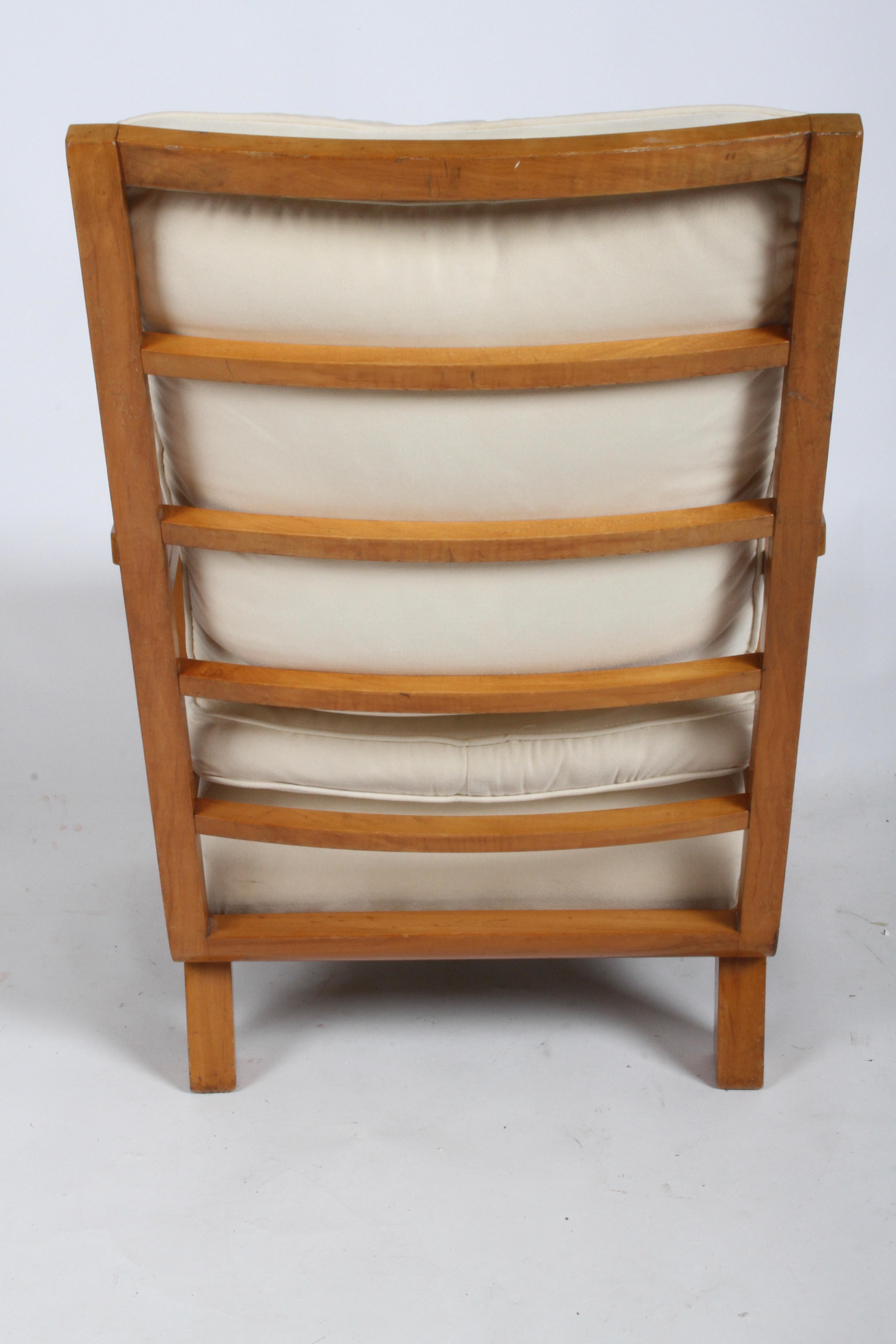 Vienna Secession Lounge or Club chair in Beechwood and Off White Suede 6
