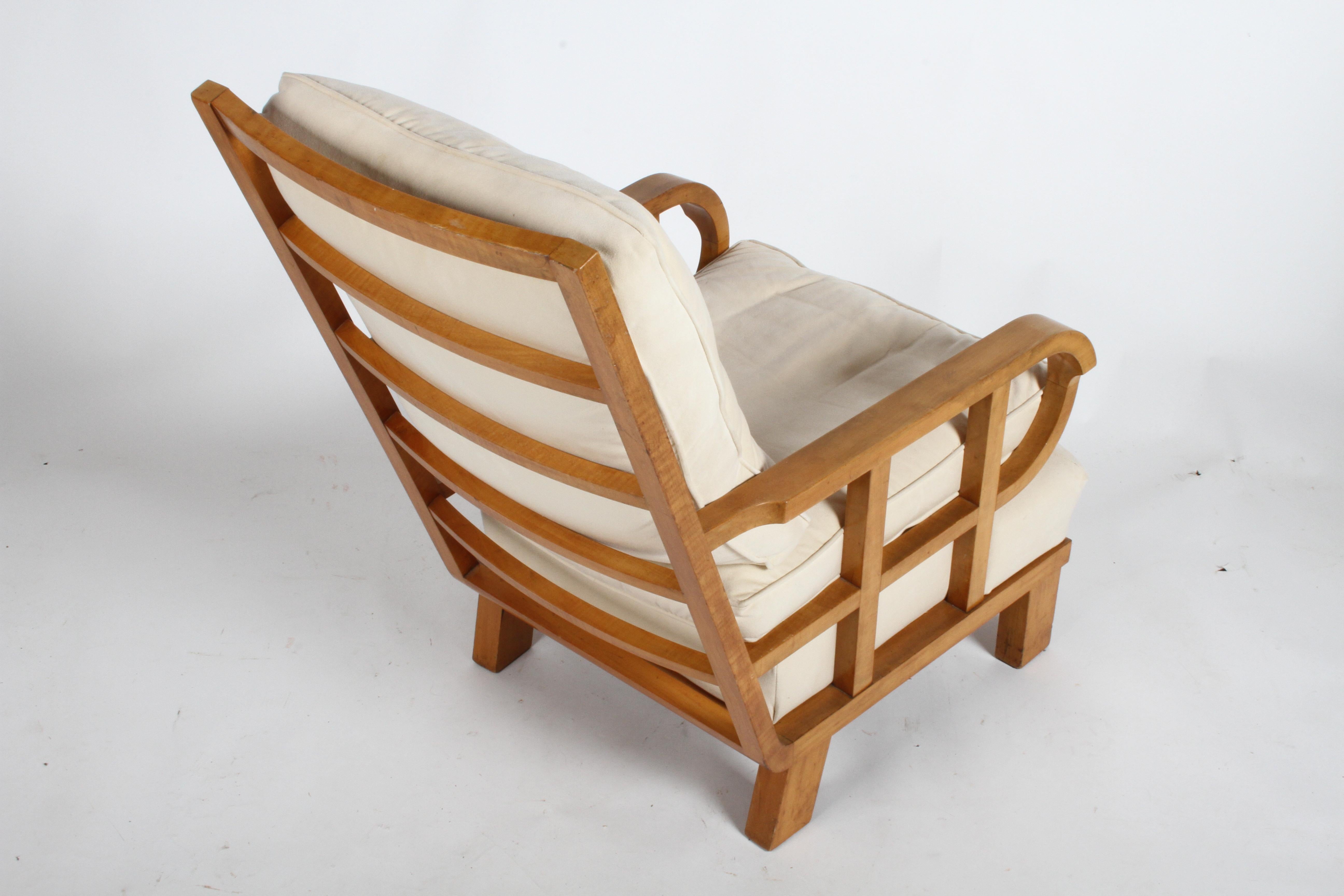 Vienna Secession Lounge or Club chair in Beechwood and Off White Suede 3