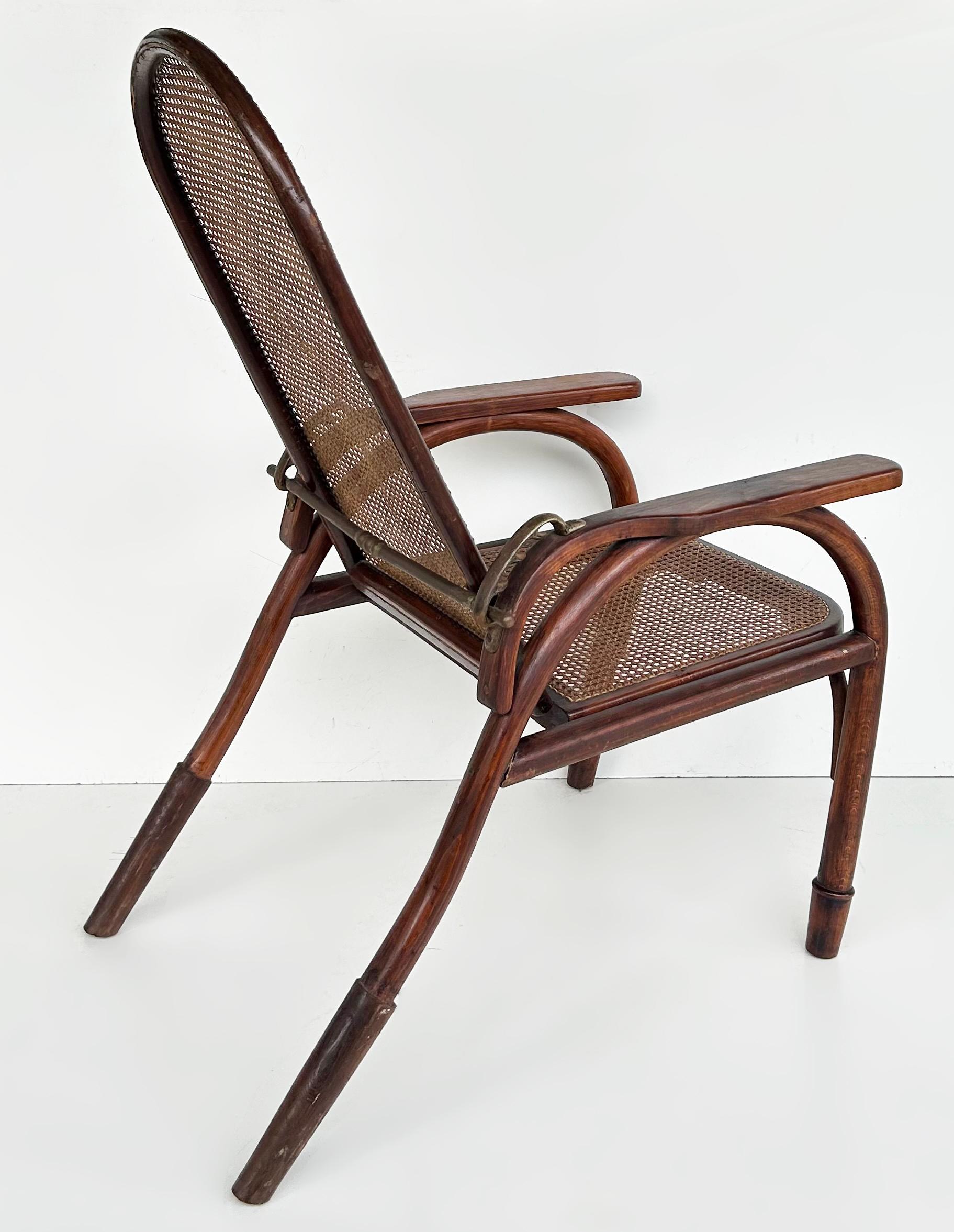 Early 20th Century Vienna Secession Otto Prutscher Thonet Austria Morris Chair #6392 Adjustable For Sale