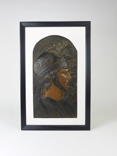 Wiener Secession-Paar „Spartaner“, Georg Klimt (zugeschrieben) Reliefplatten im Jugendstil