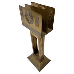 Vienna Secession Patinated Brass Magazine Rack, 1900s