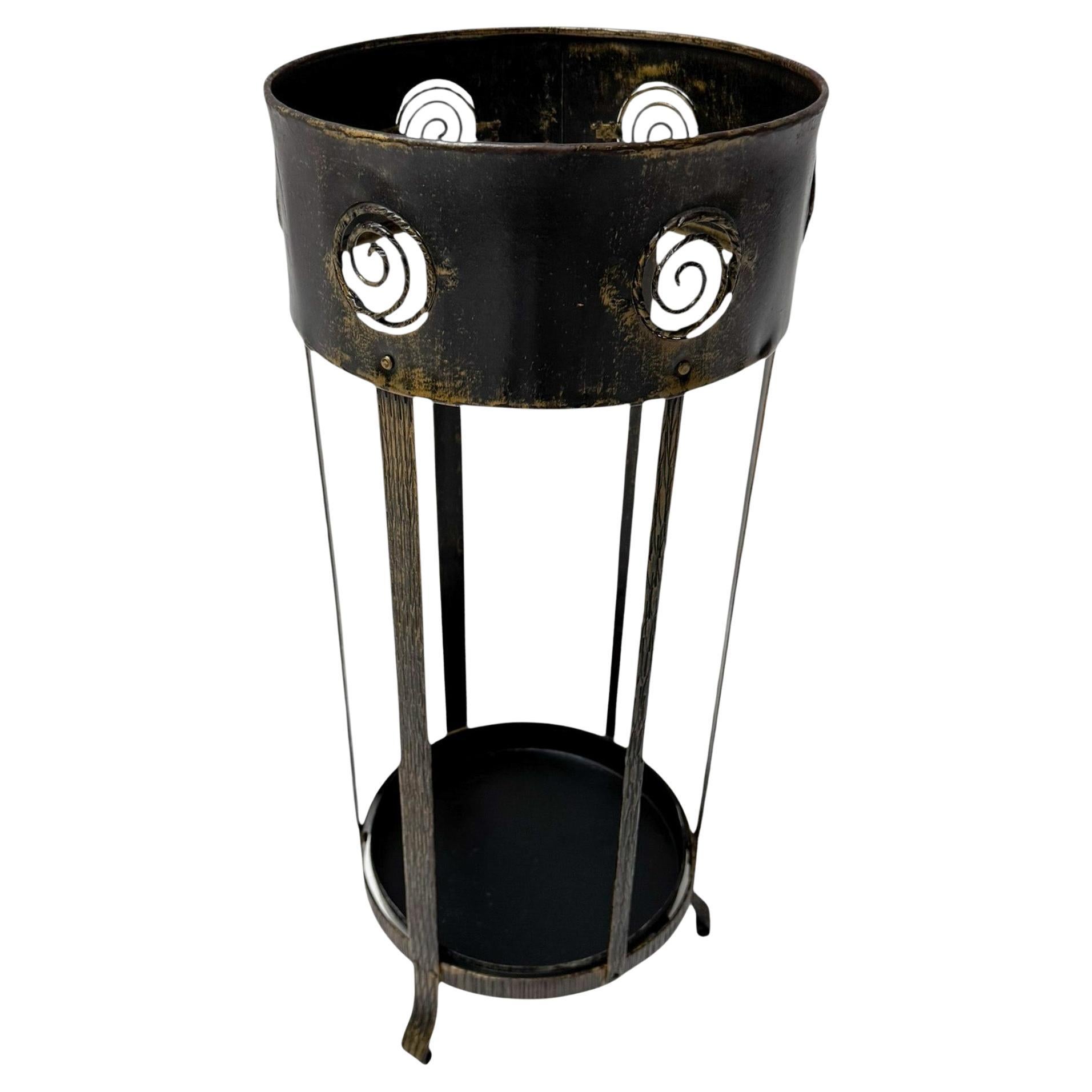 Vienna Secession Patinated Metal Umbrella Stand, 1900s