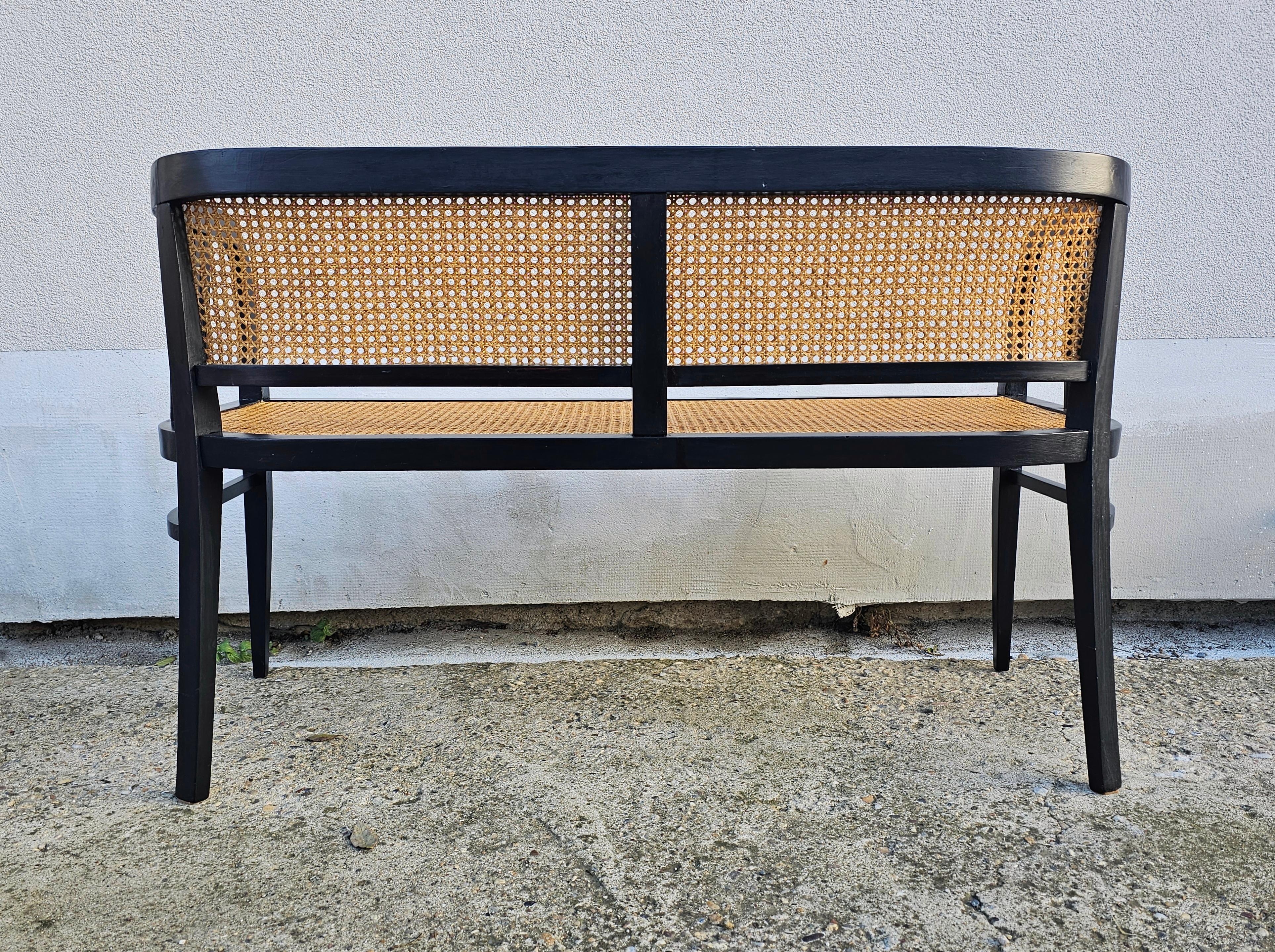 Vienna Secession Settee done in beech with the cane seat and backrest For Sale 2