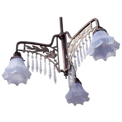 Antique Vienna Secession Three Lights Chandelier, Austria 1900s