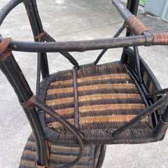 Vienna Secession Woven Wicker Bistro Chairs, attr. Prag-Rudniker, a Pair