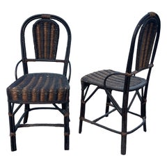 Vienna Secession Woven Wicker Bistro Chairs, attr. Prag-Rudniker, a Pair