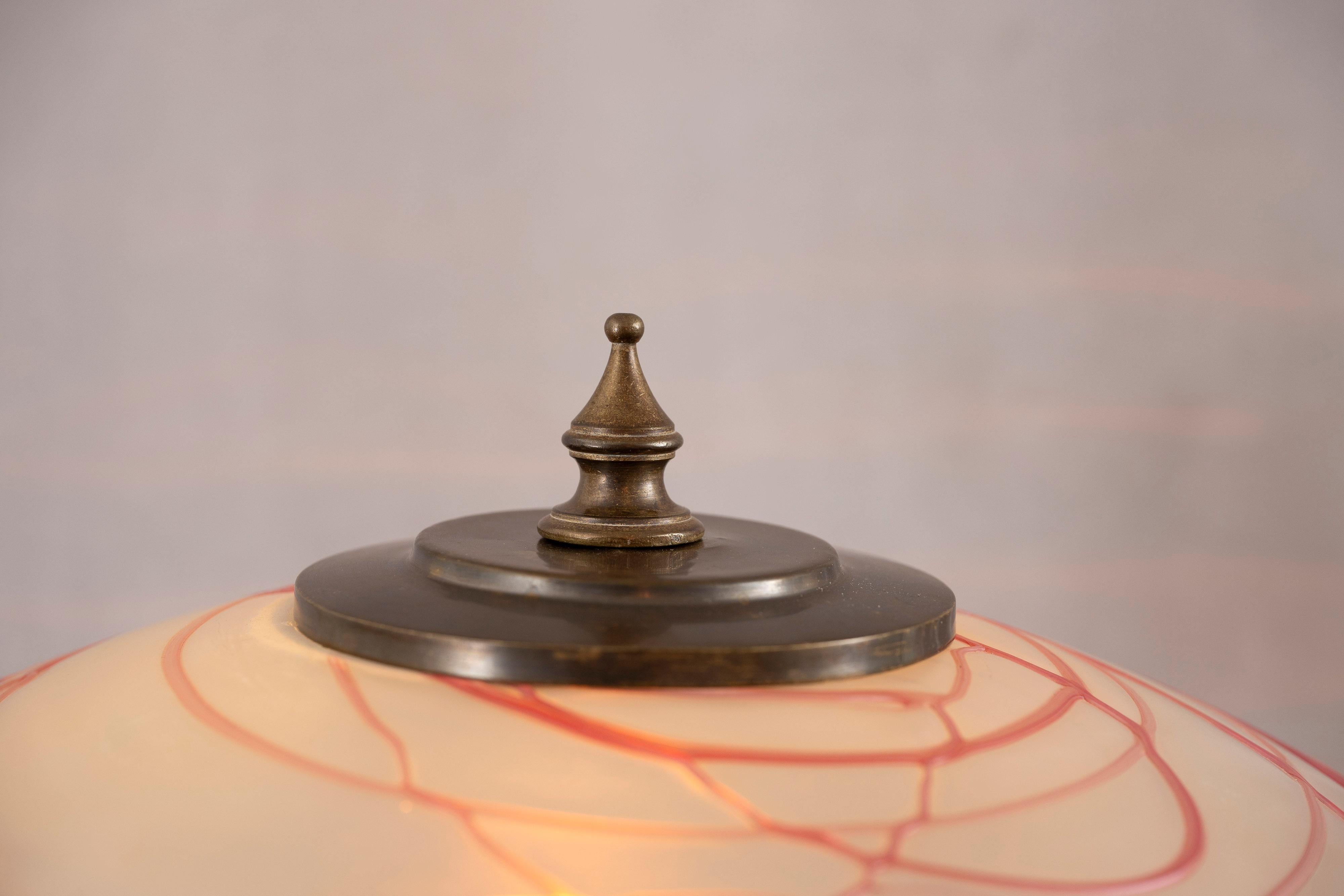 20th Century Vienna Secessionist/Arts & Crafts Table Lamp, Attr. Loetz, ca. 1910 For Sale