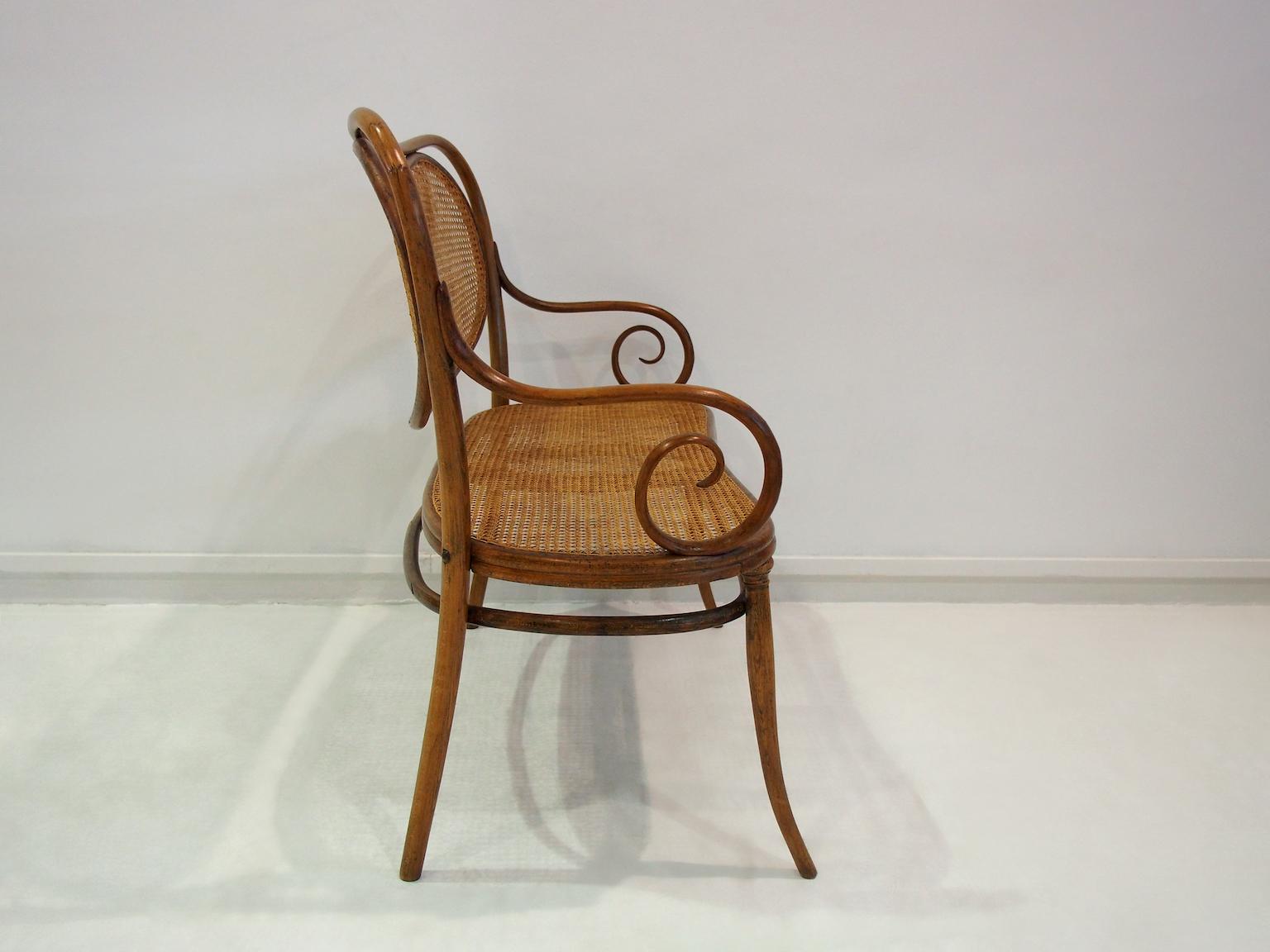 19th Century Vienna Secessionist Bentwood and Rattan Settee by Thonet Brothers For Sale
