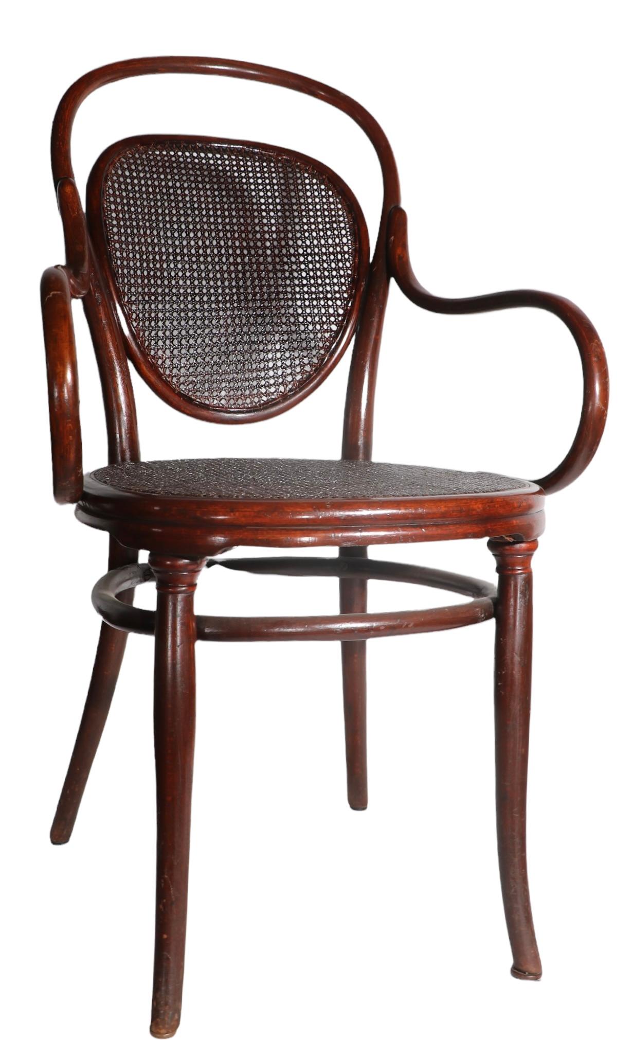 Vienna Secessionist Bentwood Arm Chair Att. to J & J Kohn in the Style of Thonet 5