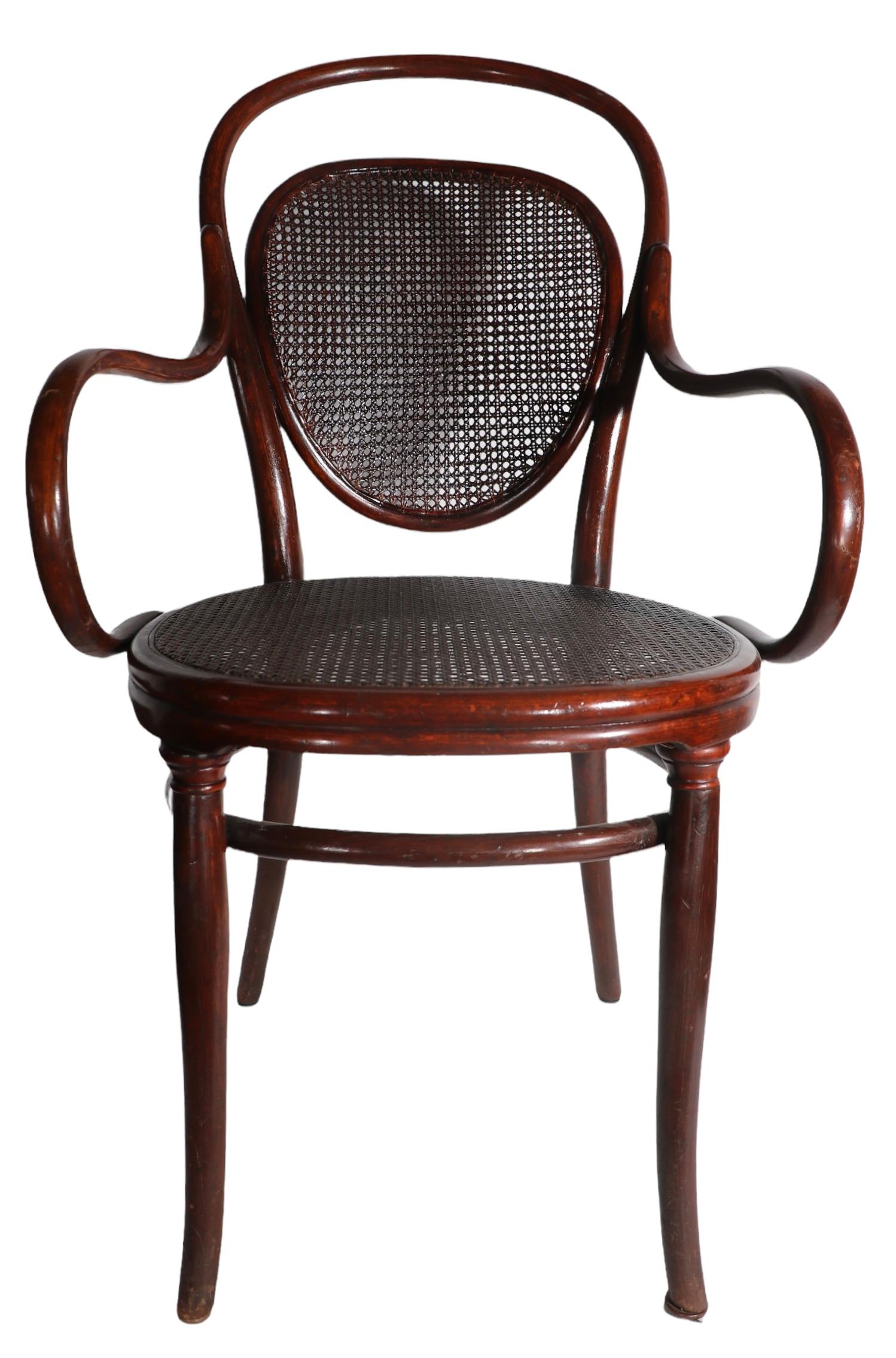 Vienna Secessionist Bentwood Arm Chair Att. to J & J Kohn in the Style of Thonet In Good Condition In New York, NY