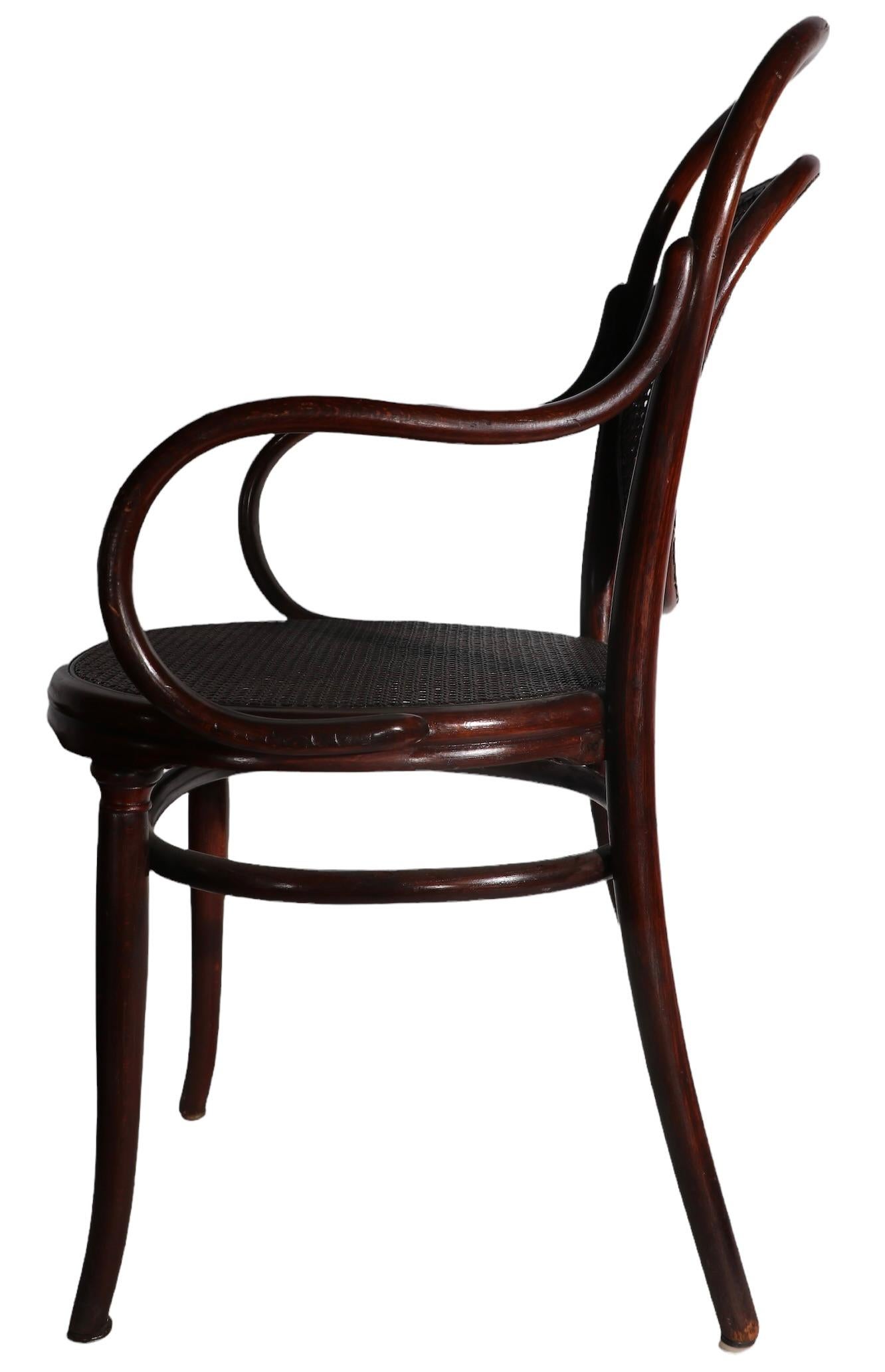 Vienna Secessionist Bentwood Arm Chair Att. to J & J Kohn in the Style of Thonet 1