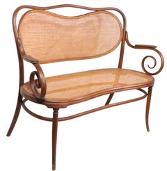 Vienna Secessionist Bentwood Cane Loveseat Settee Bench by JJ Kohn 1880/1920's