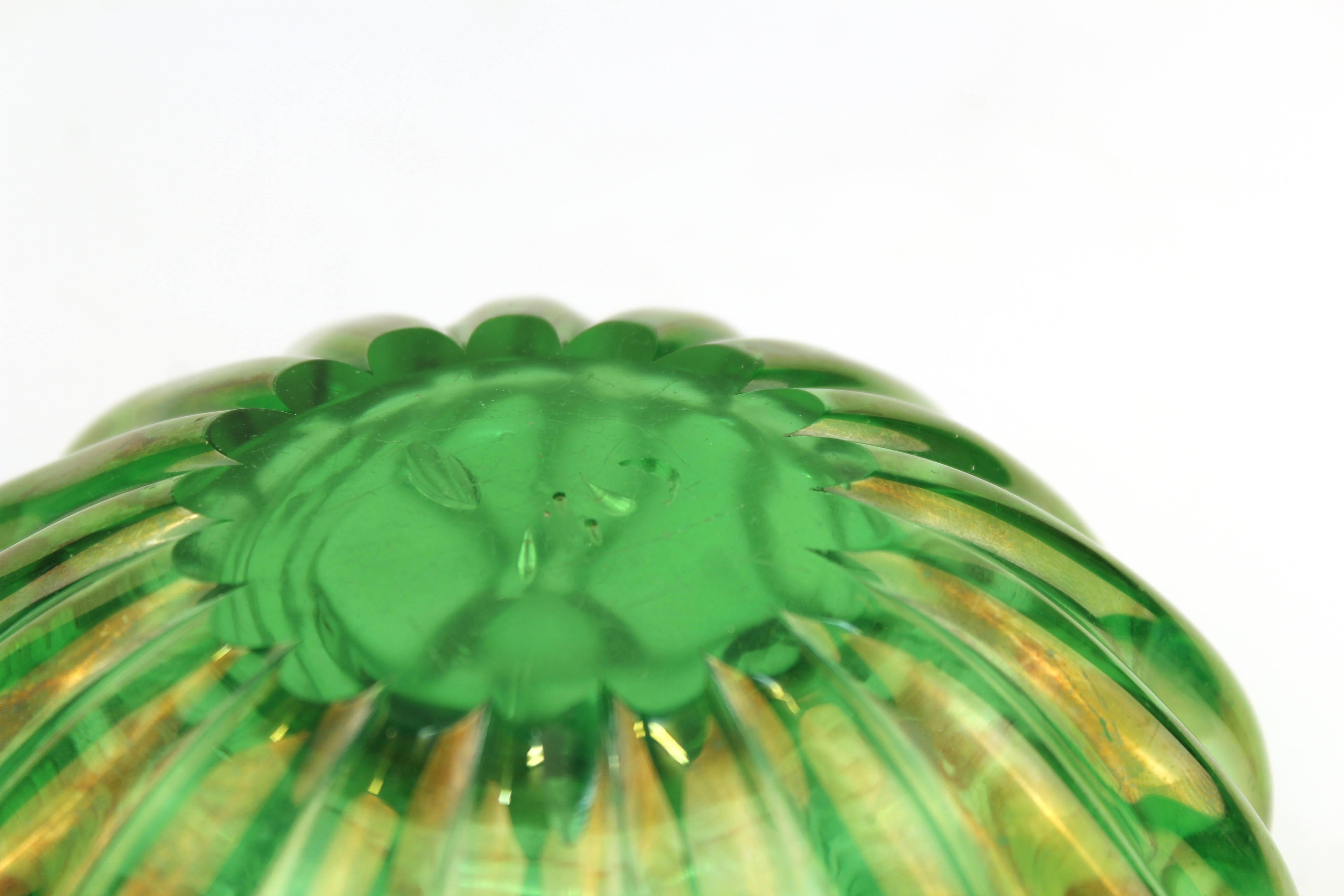Vienna Secessionist Opalescent Green Glass Bowl 2