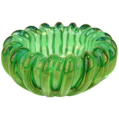 Vienna Secessionist Opalescent Green Glass Bowl