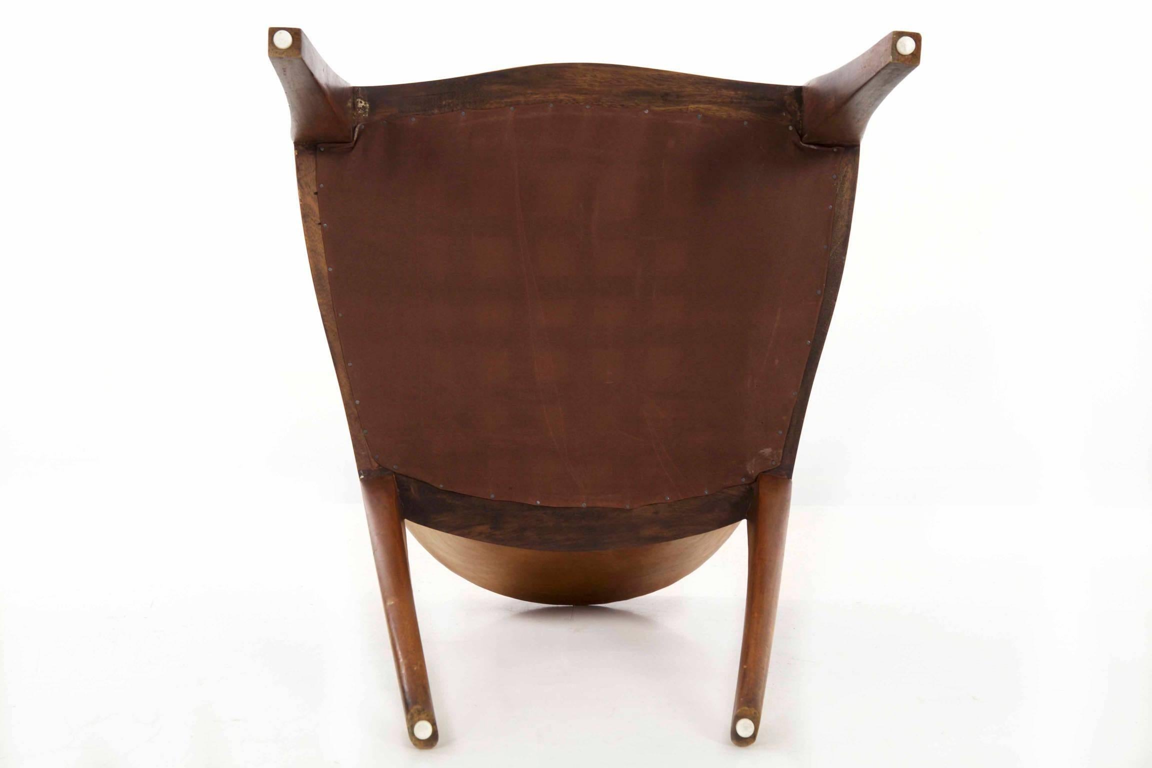 Vienna Secessionist Scrolled Mahogany and Leather Armchair, circa 1910 15