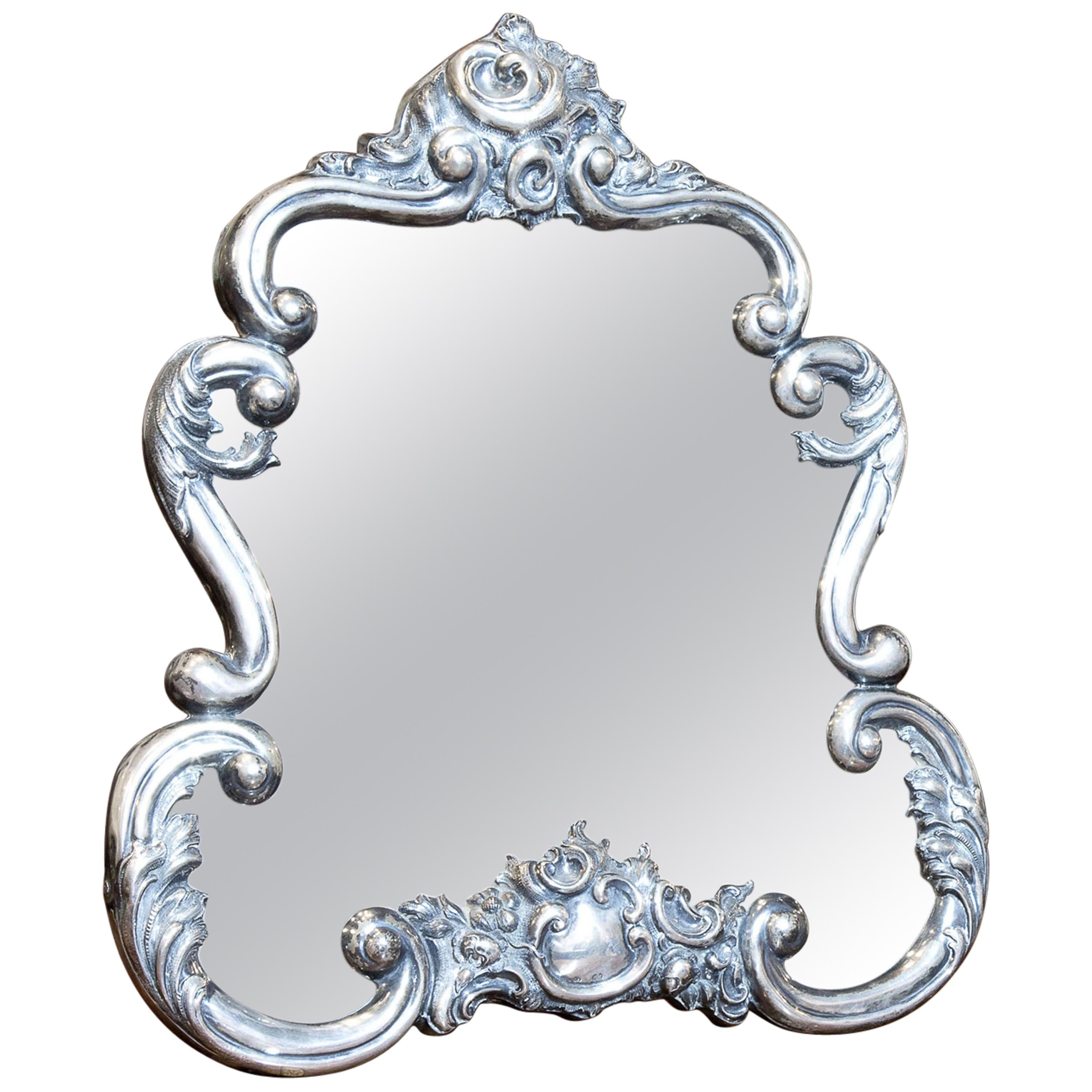 Vienna Silver Vanity Mirror, Hallmarked, 1855 For Sale