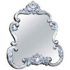 Antique Vienna Silver Vanity Mirror, Hallmarked, 1855