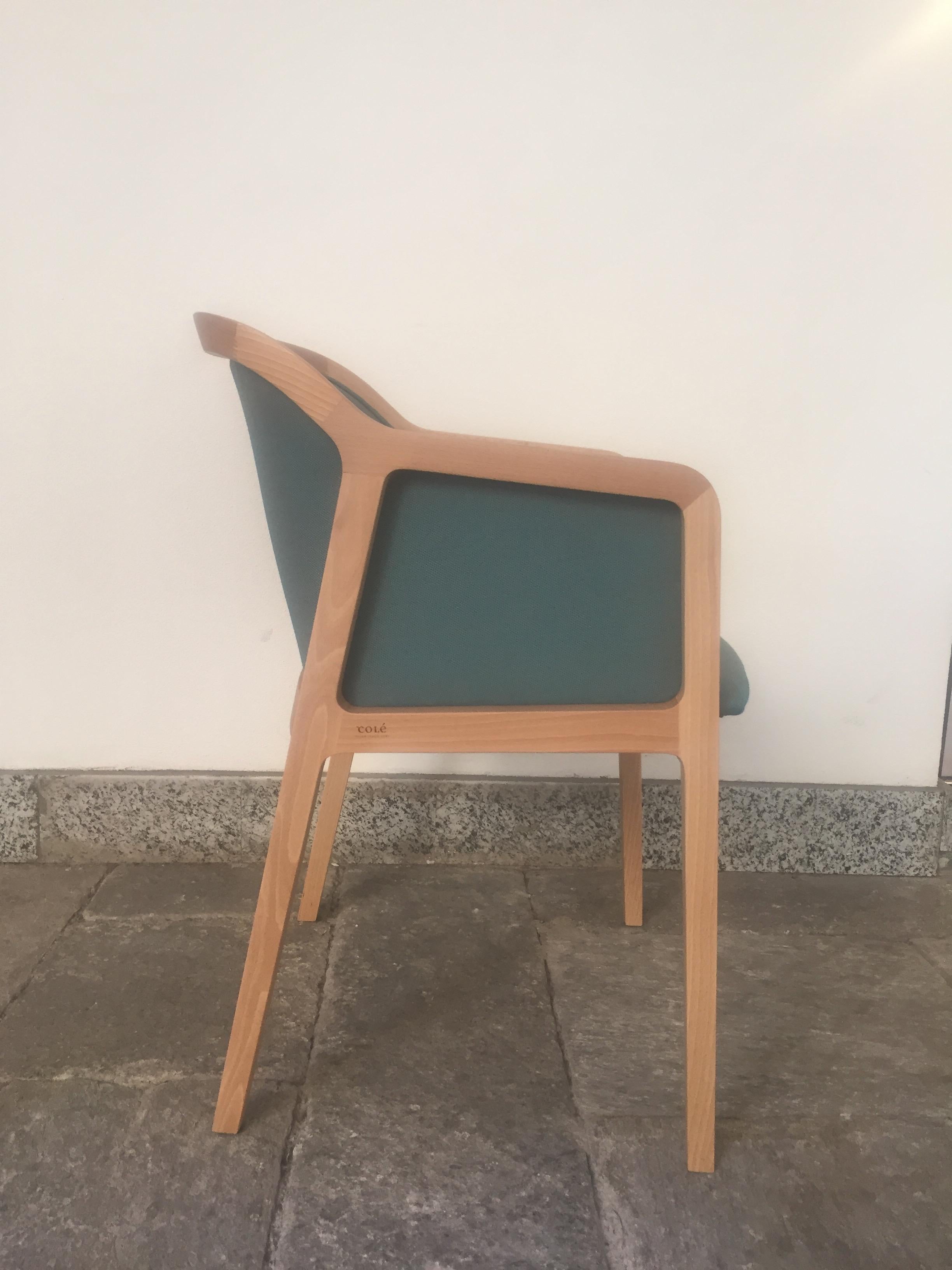 Wiener Weicher Sessel aus Buchenholz und Wollstoff Tropic Blue Made in Italy (Italienisch) im Angebot