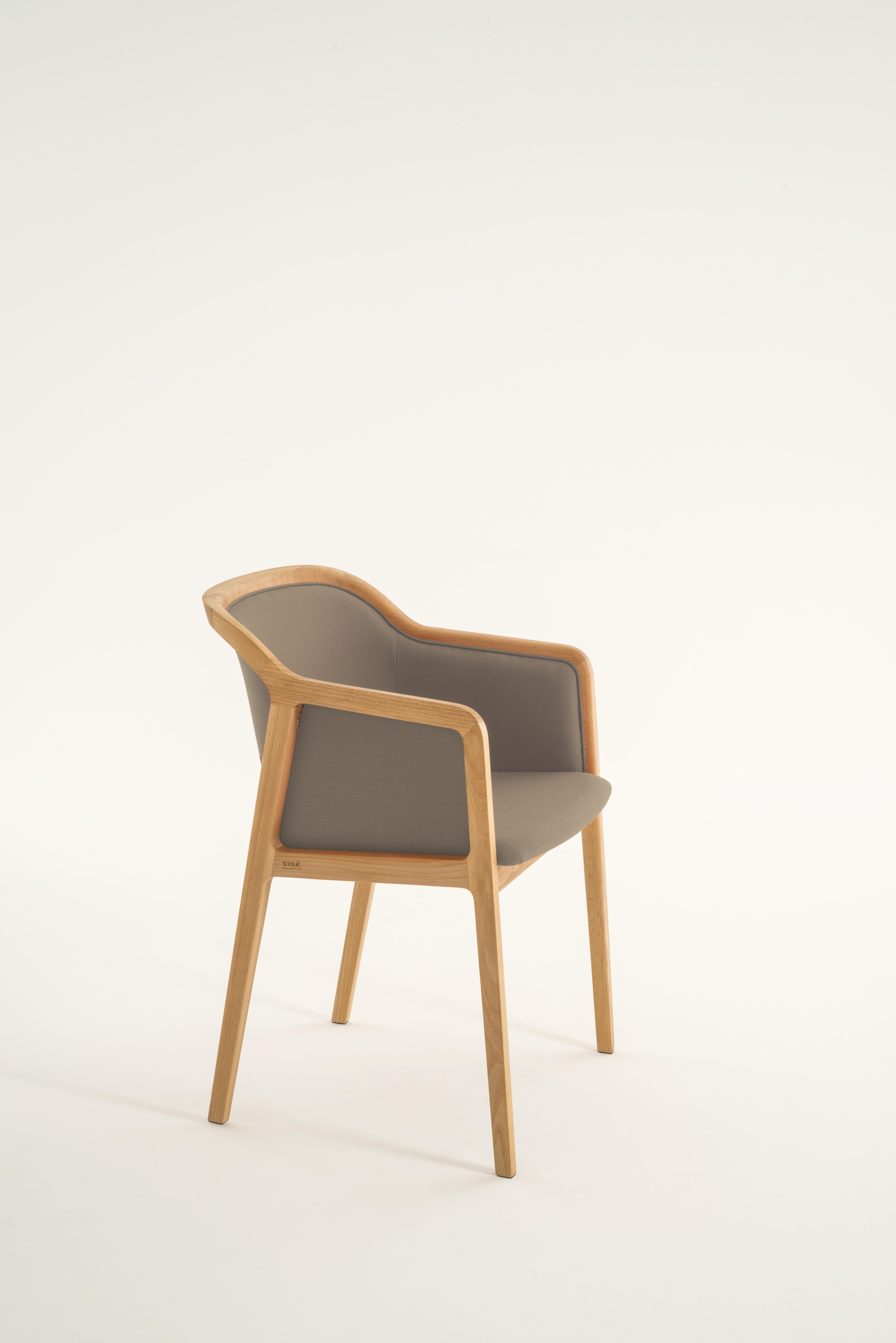 Contemporary Vienna Soft Chair in Canaletto Walnut and Wool Fabric Ocre Made in Italy For Sale