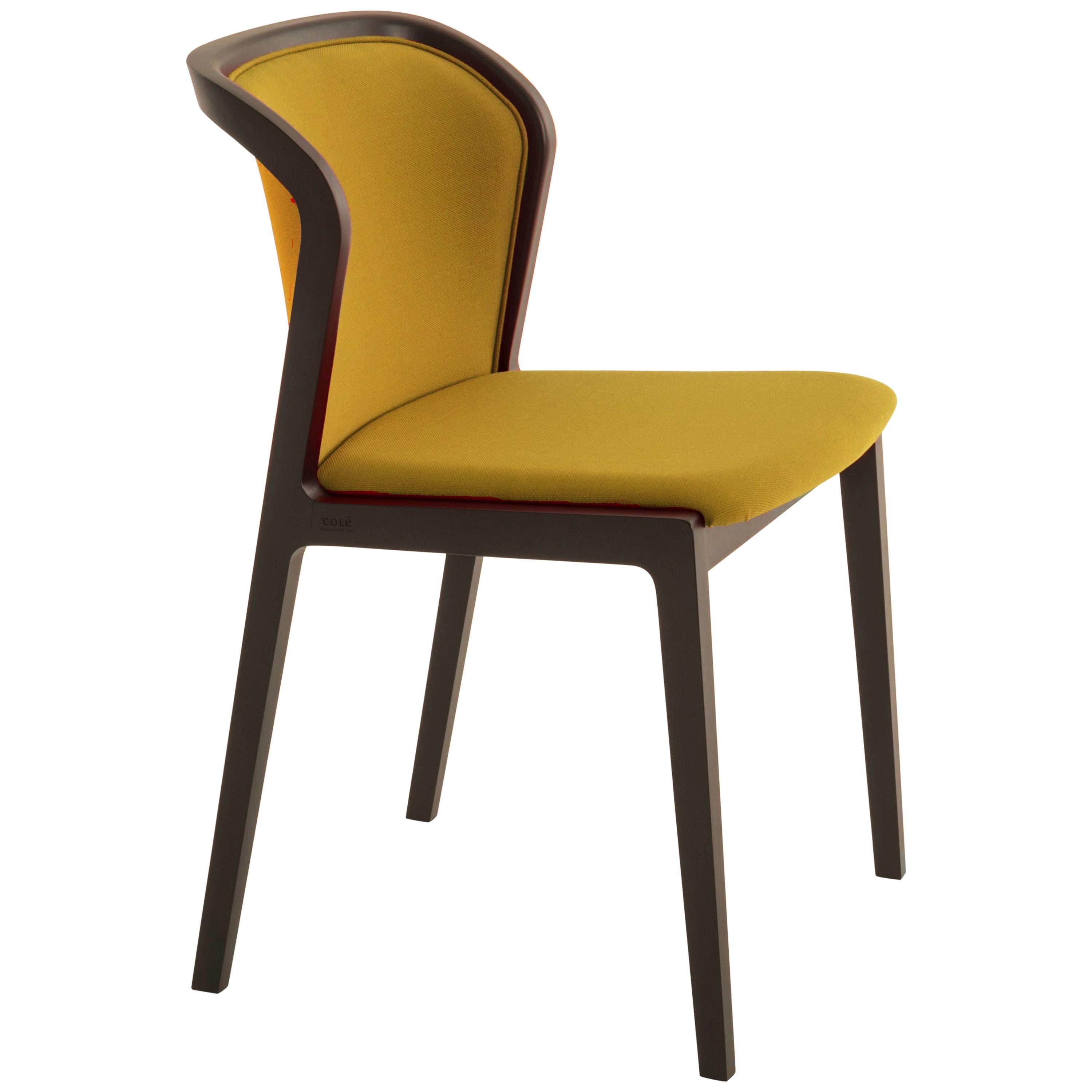 Wiener Sessel Soft Chair aus Canaletto-Walnussholz und Wollstoff Ocre Made in Italy im Angebot