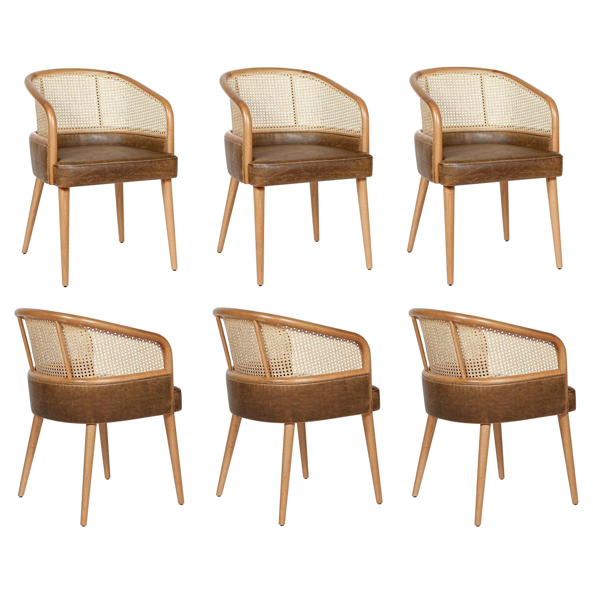 Vienna Straw Dining Chairs Set Of 6 For Sale