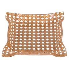 Vienna Straw Wicker and Lucite Vide-Poche Bowl, Dior Style, Italy 1970s